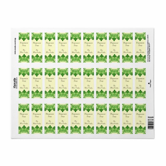 Groene Floral  Art Grote Labels (Full Sheet)