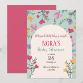 Groene Floral Baby shower islamitische arabie Kaart (Voorkant / Achterkant)