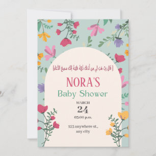 Groene Floral Baby shower islamitische arabie Kaart