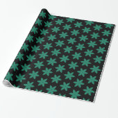 Groene Floral Black Modern Elegant Trendy Pattern Cadeaupapier (Uitgerold)