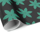 Groene Floral Black Modern Elegant Trendy Pattern Cadeaupapier (Rol Hoek)