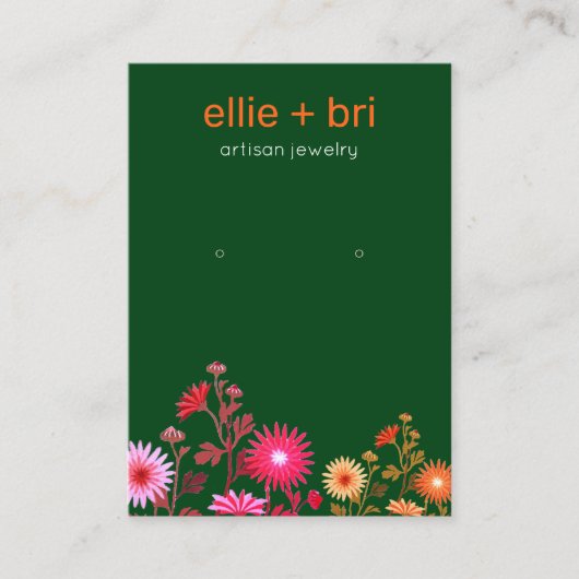 Groene Floral Boho die juwelen laat zien Visitekaartje (Voorkant)