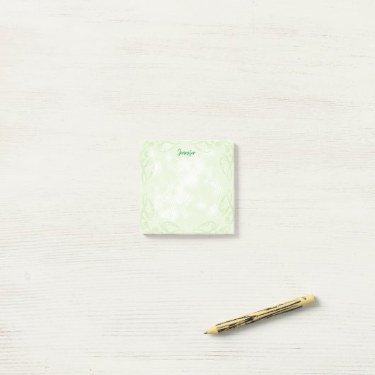 Groene Floral Border Post-it® Notes (Op bureau)