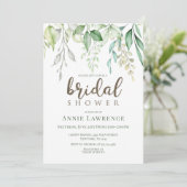 Groene Floral Bridal Shower Invitations Kaart (Staand voorkant)