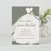 Groene Floral Bride Gown Vrijgezellenfeest Kaart (Staand voorkant)