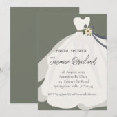Groene Floral Bride Gown Vrijgezellenfeest Kaart (Voorkant / Achterkant)
