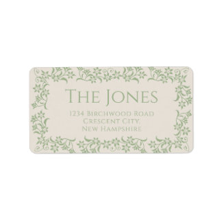 Groene Floral Cottcore Return-labels Etiket