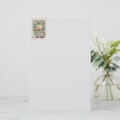 Groene Floral Cross Briefpapier (Staand voorkant)