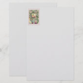 Groene Floral Cross Briefpapier (Voorkant / Achterkant)