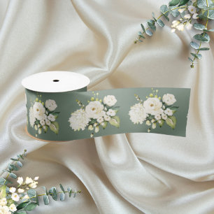 Groene Floral Elegant Satin Ribbon Satijnen Lint