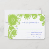 Groene Floral en Lapis Blue Wedding RSVP-kaart RSVP Kaartje (Voorkant)