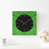 Groene Floral Faux Leder in reliëf Vierkante Klok (Huis)