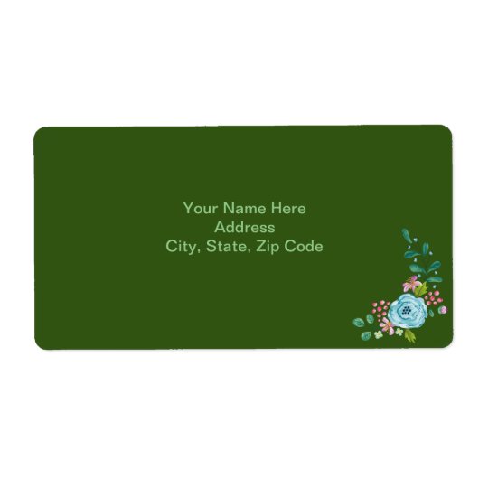 Groene Floral Flowers Labels (Voorkant)