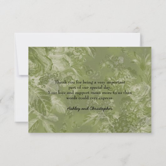Groene Floral foto Weddenschap/Shower Hartelijk da Bedankkaart (Achterkant)