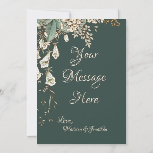 Groene Floral Garland Script Elegant Wedding Bedankkaart (Achterkant)