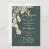 Groene Floral Garland Script Elegant Wedding Kaart (Voorkant)