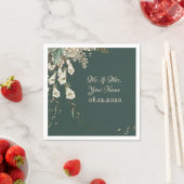 Groene Floral Garland Script Elegant Wedding Servet (Insitu)