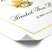 Groene Floral Gold Vrijgezellenfeest Tea Party Wel Poster (Hoek)