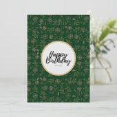Groene Floral Happy Birthday voor je kaart (Staand voorkant)