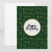 Groene Floral Happy Birthday voor je kaart (Voorkant / Achterkant)