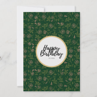 Groene Floral Happy Birthday voor je kaart