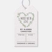 Groene Floral Heart met liefdesprijs Cadeaulabel (Voorkant)