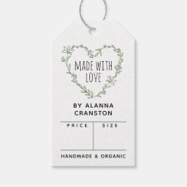 Groene Floral Heart met liefdesprijs Cadeaulabel