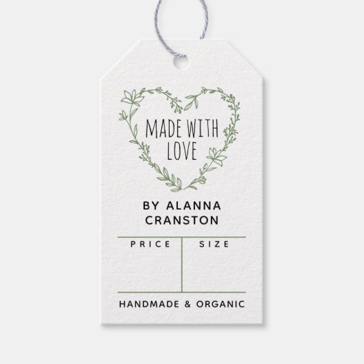 Groene Floral Heart met liefdesprijs Cadeaulabel (Voorkant)