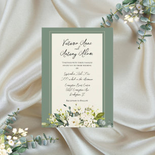 Groene Floral Herfst Winter Waterverf Wedding Kaart