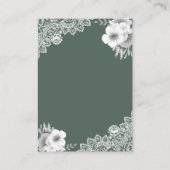Groene Floral Lace QR Code RSVP Weddenschap Websit Informatiekaartje (Achterkant)