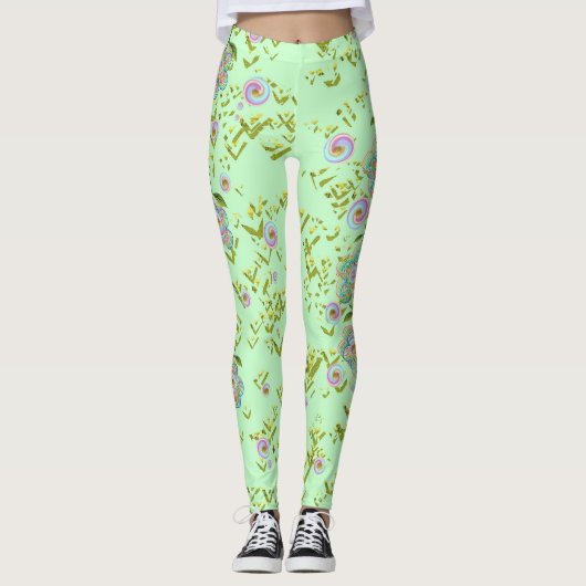 Groene Floral-Leggings Leggings (Voorkant)