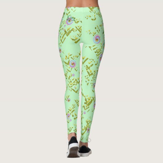 Groene Floral-Leggings Leggings (Achterkant)