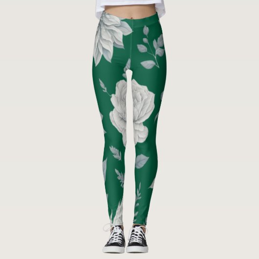 Groene Floral-Leggings Leggings (Voorkant)