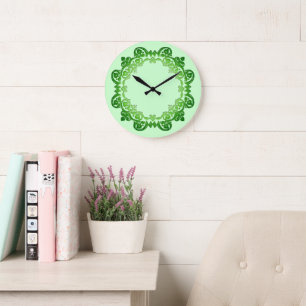 Groene  Floral Medallion Wall klok