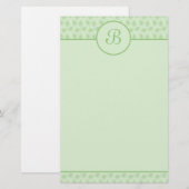 Groene Floral Monogram Initiaal Stationery Briefpapier (Voorkant / Achterkant)