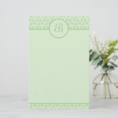 Groene Floral Monogram Initiaal Stationery Briefpapier (Staand voorkant)