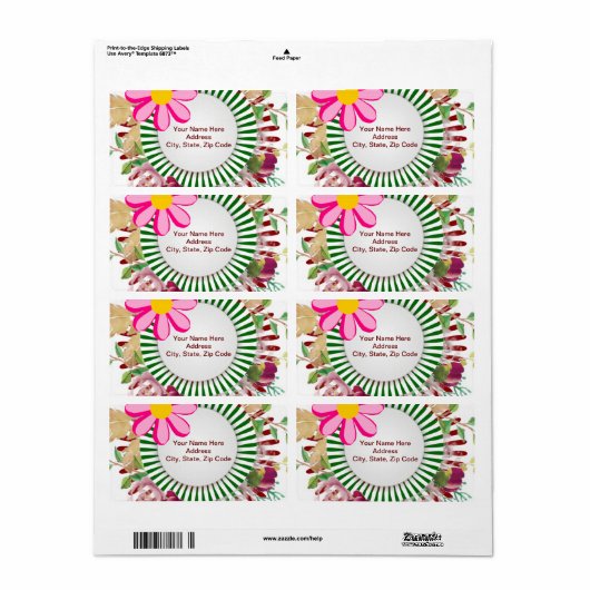Groene Floral Monogram Labels (Full Sheet)
