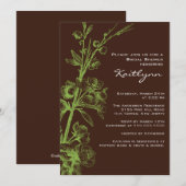 Groene Floral op uitnodiging van de bruine bridal (Voorkant / Achterkant)