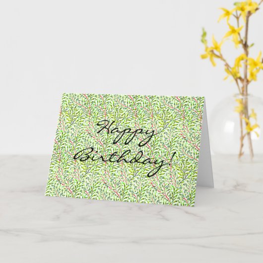  groene Floral Pattern Birthday Kaart (Gele Bloem)
