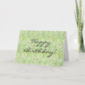  groene Floral Pattern Birthday Kaart (Voorkant)