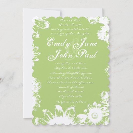 Groene  Floral Rustic Country Weddenschap Kaart (Voorkant)