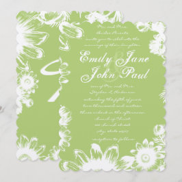 Groene  Floral Rustic Country Weddenschap Kaart