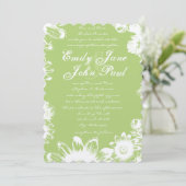 Groene  Floral Rustic Country Weddenschap Kaart (Staand voorkant)