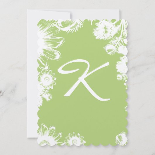 Groene  Floral Rustic Country Weddenschap Kaart (Achterkant)