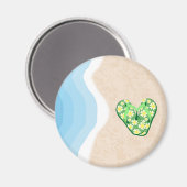 Groene Floral-Teenslippers op de Beach Magnet (Voorkant / Achterkant)