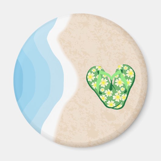 Groene Floral-Teenslippers op de Beach Magnet (Voorkant)