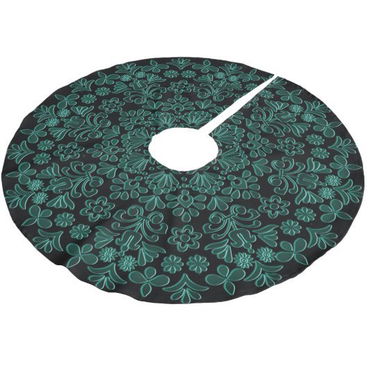 Groene Floral Tree Skirt Kerstboom Rok (Gekanteld)