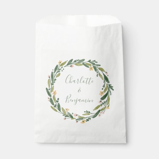 Groene Floral Waterverf Greenery Custom Wedding Bedankzakje (Voorkant)