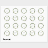Groene Floral Waterverf Greenery Custom Wedding Ronde Sticker (Vel)