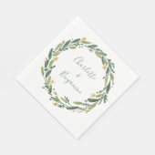 Groene Floral Waterverf Greenery Custom Wedding Servet (Hoek)